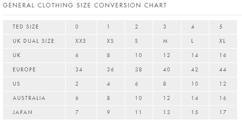 TED BAKER☆ サイズ0 Ted Baker Size Guide